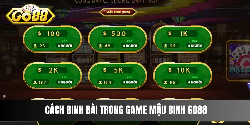 Cách binh bài trong game Mậu Binh Go88