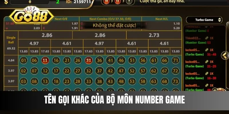 Tên gọi khác của bộ môn Number Game